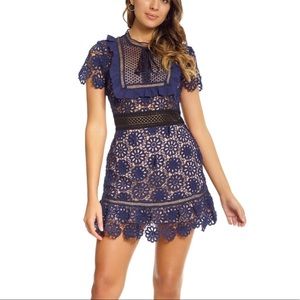Self-Portrait Flower Lace Mini Dress